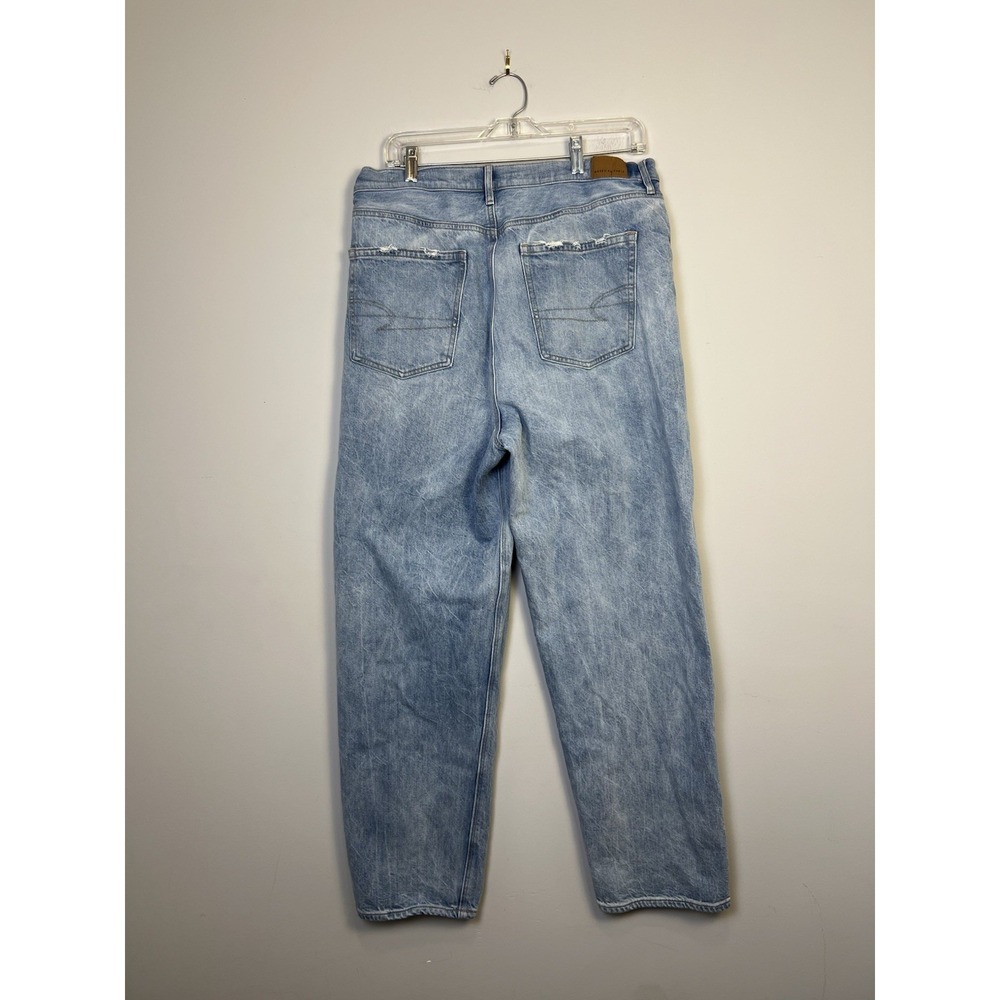 American Eagle Baggy Jeans 33x30 Women 14 Light Wash Cotton - Picture 2 of 8
